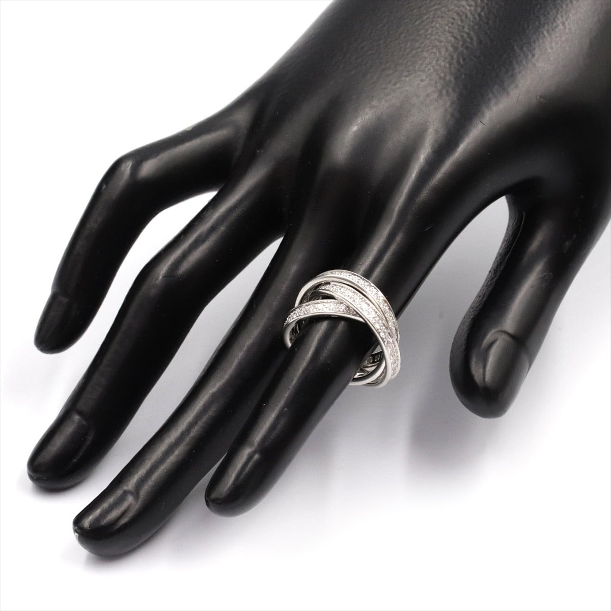 Cartier Diamond Trinity Rolling 18KT White Gold Ring Size #55/ US 7