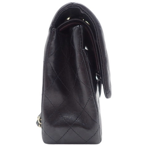 CHANEL Black Quilted Lambskin Double Flap 25 Shoulder Handbag