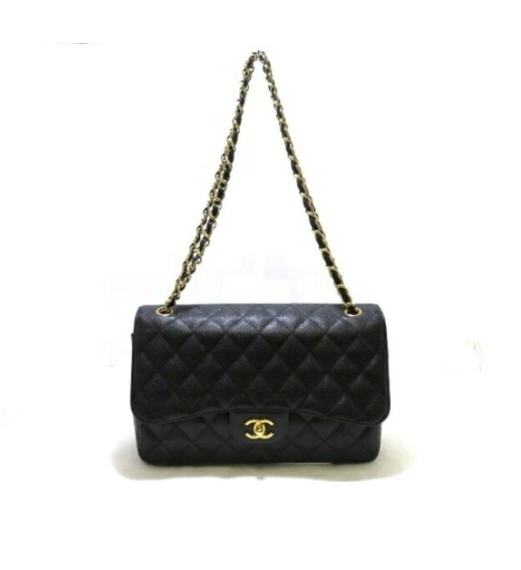 CHANEL Black Caviar GHW Double Flap Bag