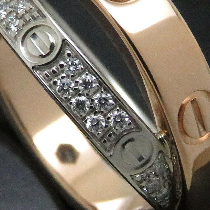Cartier Double Diamond Love Ring 18KT White & Rose Gold Sz #50/ 5