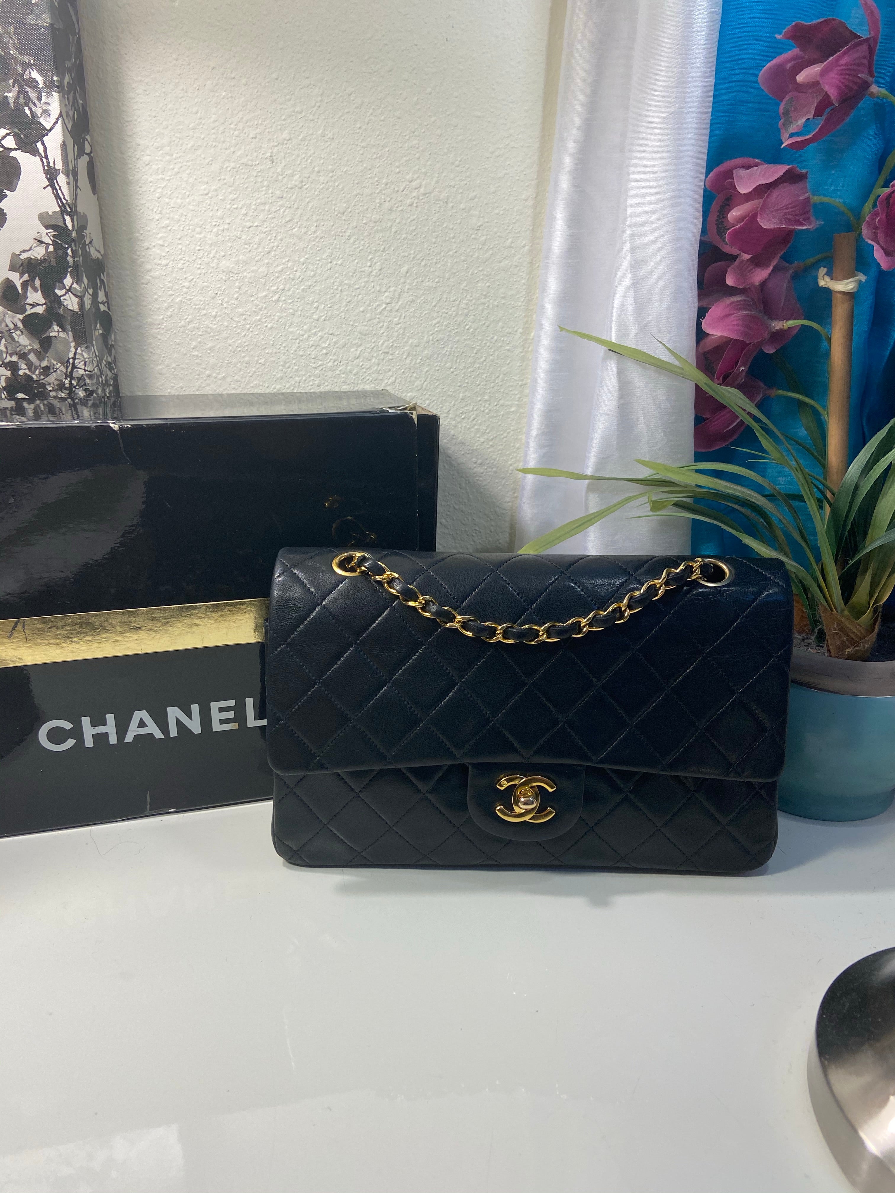 Sale! CHANEL Black Double Flap Lambskin Leather 25 Shoulder Bag