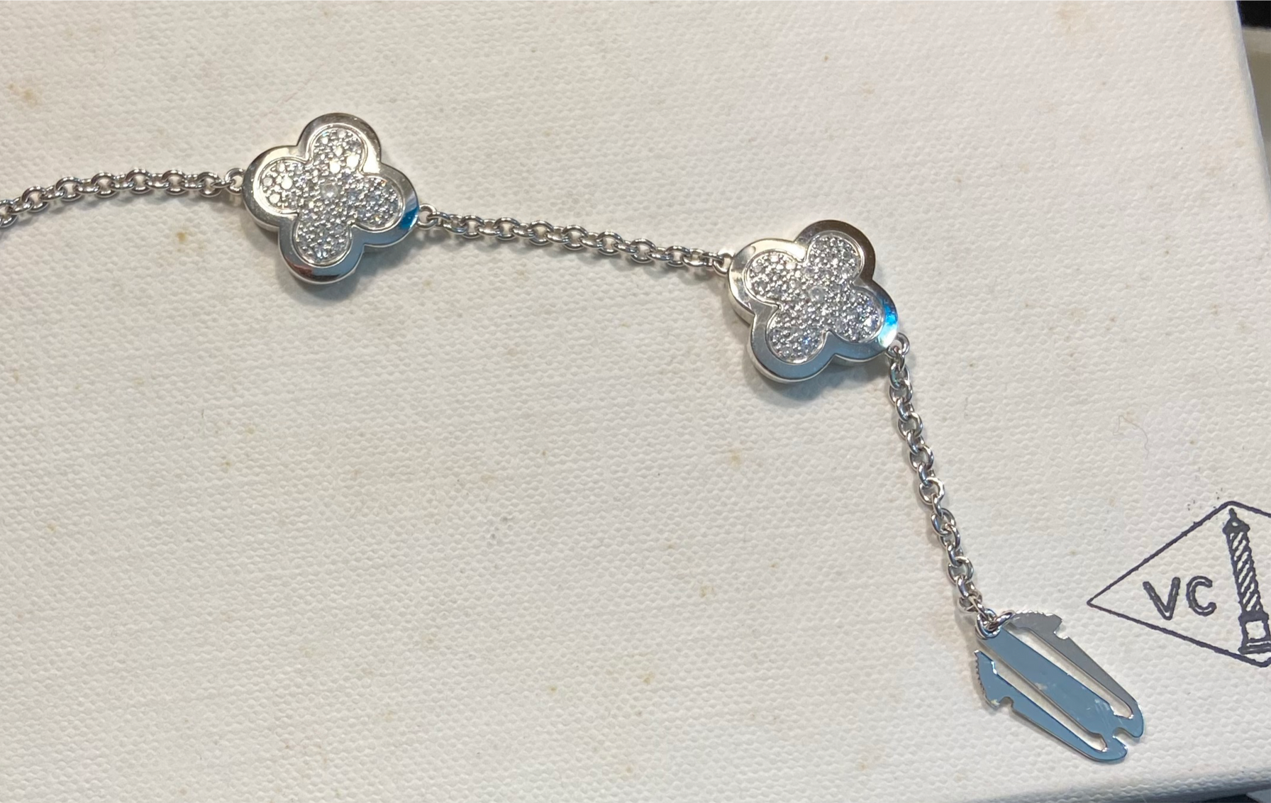 Van Cleef & Arpels Diamond Paved Pure Alhambra 16 Motif Long Necklace