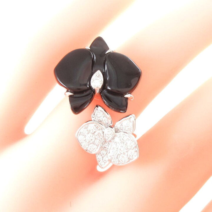 Cartier Diamond Caresse D’Orchidees Onyx White Gold Ring Size 50/ 5