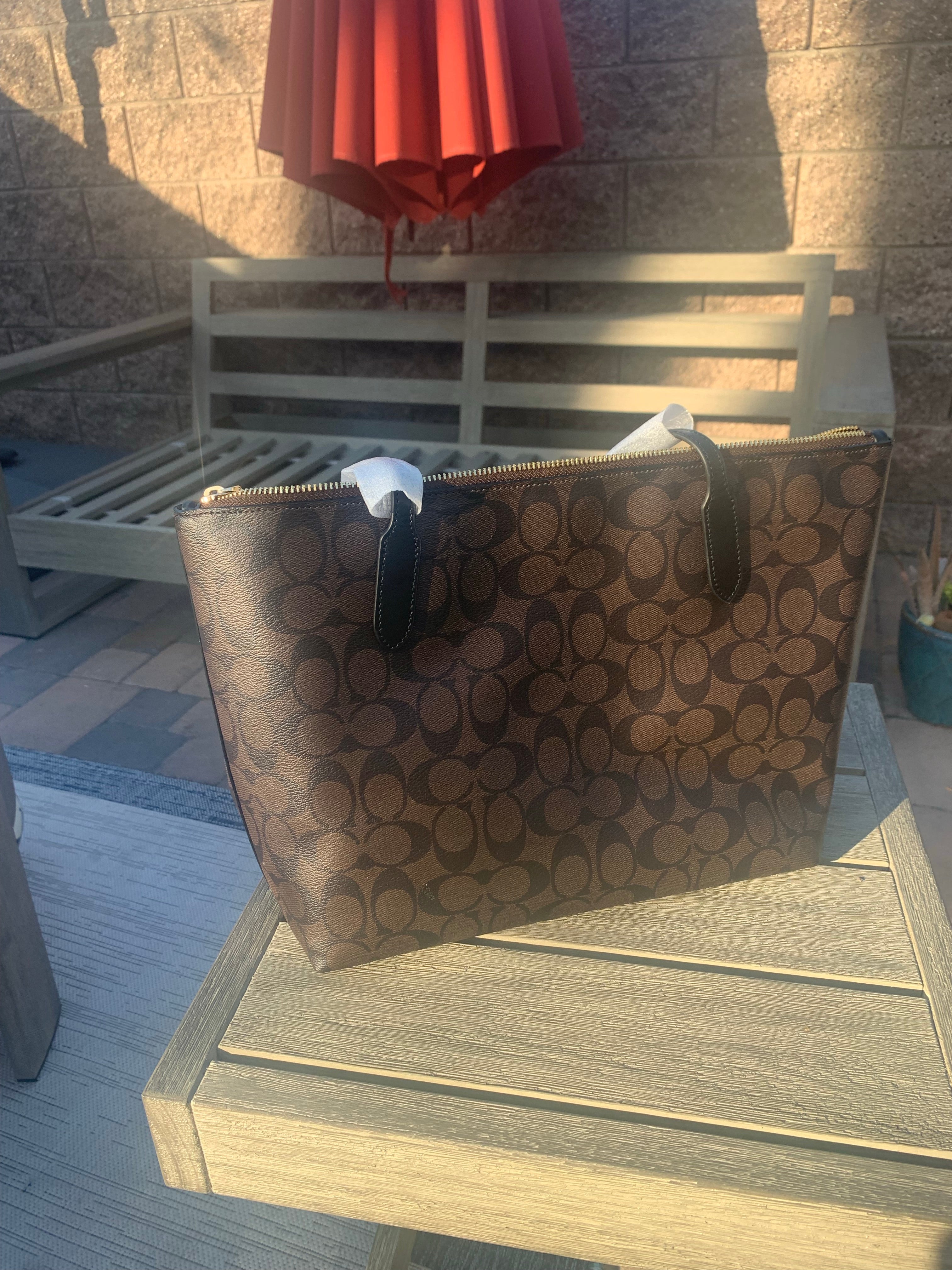 NWT Coach Zip Top Tote In Signature Canvas