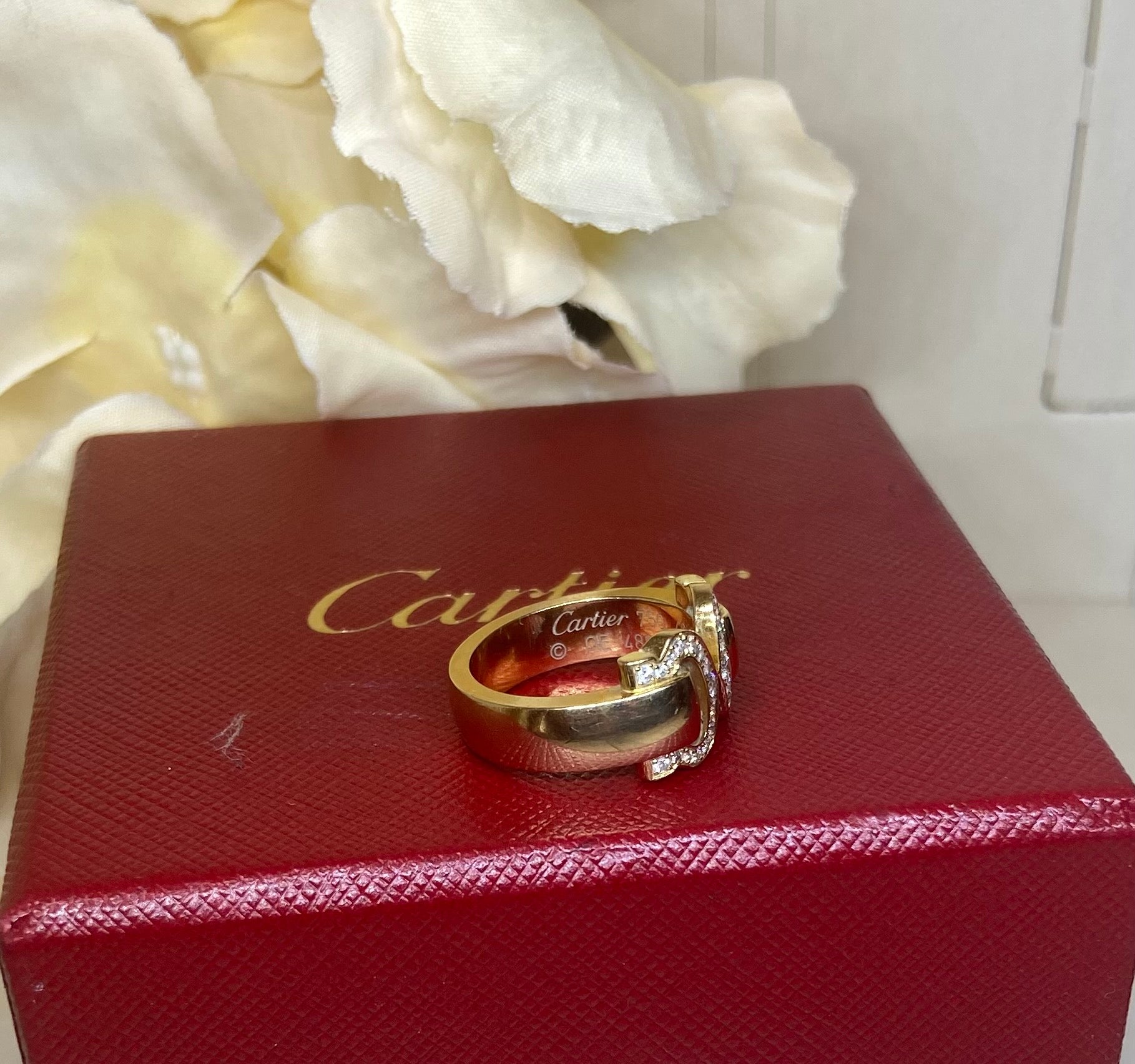 Cartier 2C de Cartier Diamond 18KT Yellow Gold Ring Size 5