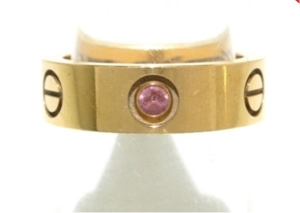 Cartier 1P Sapphire 18KT Rose Gold Love Ring #51