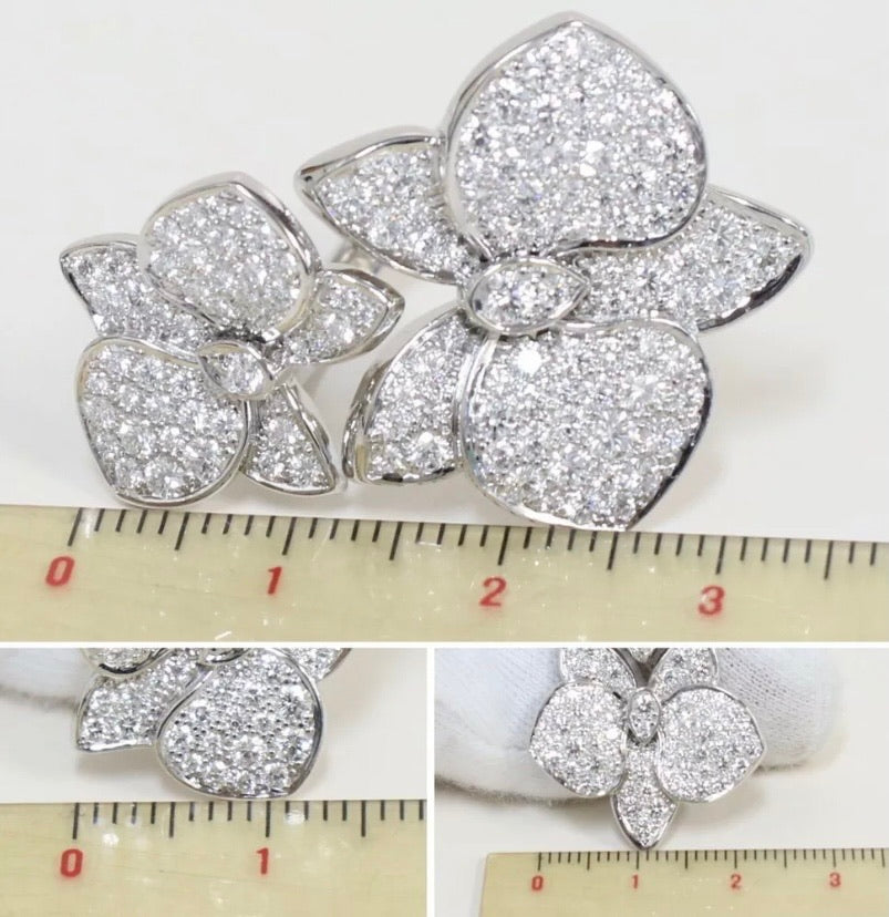 Cartier Caresse D’Orchidees Diamond-Paved 18KT White Gold Ring Size 52
