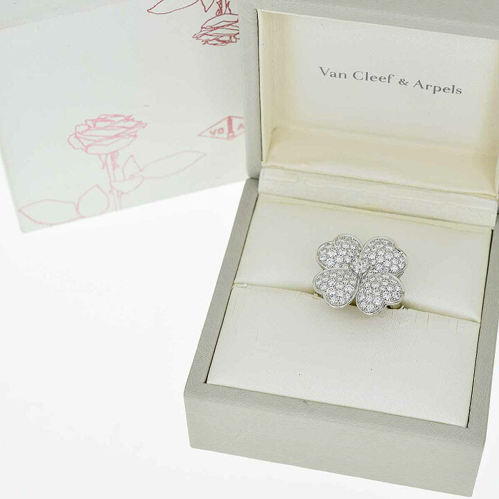 Van Cleef & Arpels Diamond Cosmos Ring, 18KT White Gold, Large Model