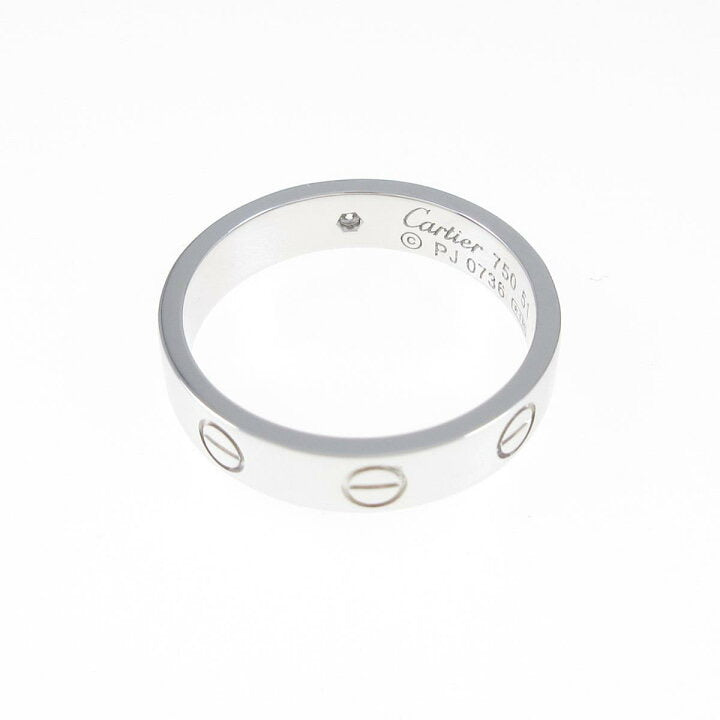 Cartier 1P Diamond 18KT White Wedding/Mini Gold Love Ring #51/ 5.5