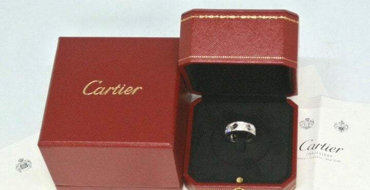 Cartier Diamond Ceramic White Gold Love Ring Size #50/ 5