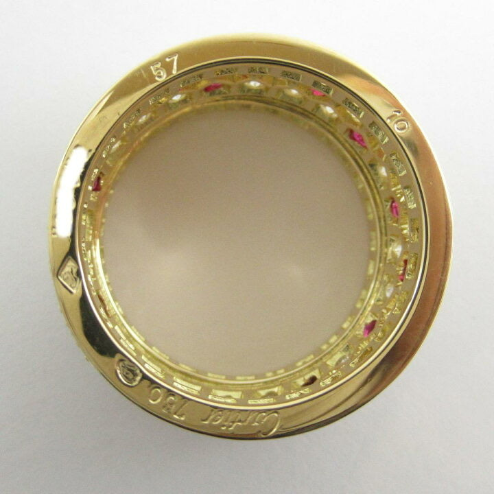 Cartier Nigeria Diamond Paved Ruby 18KT Yellow Gold Ring Size 57
