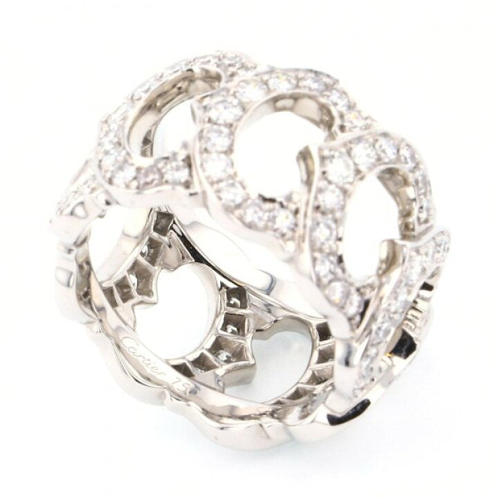 Cartier C de Cartier Entrelaces Full Diamond-Paved White Gold Ring Size 6.5