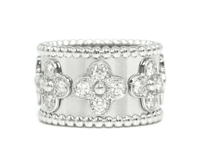 Van Cleef & Arpels Perlee Diamond Clover Alhambra Ring #52/ US6