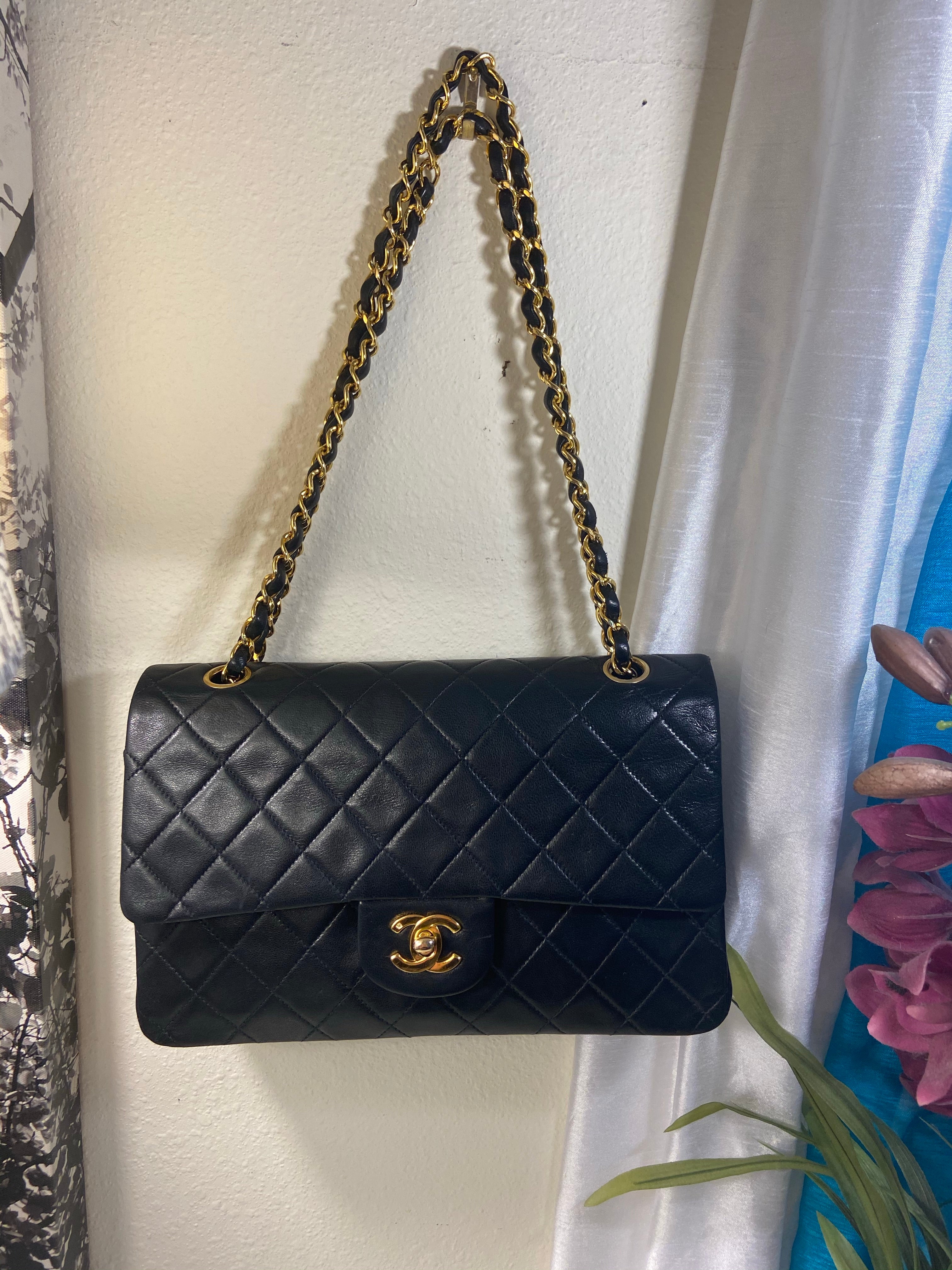 Sale! CHANEL Black Double Flap Lambskin Leather 25 Shoulder Bag