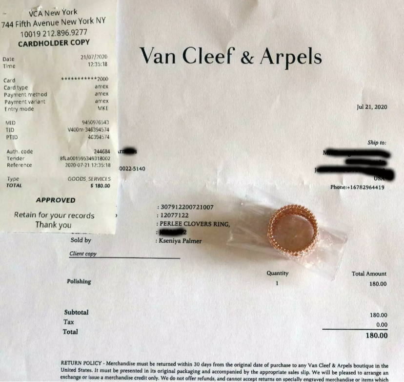 Van Cleef & Arpels VCA Perlee Diamond Large Clover 18KT Rose Gold Ring #55