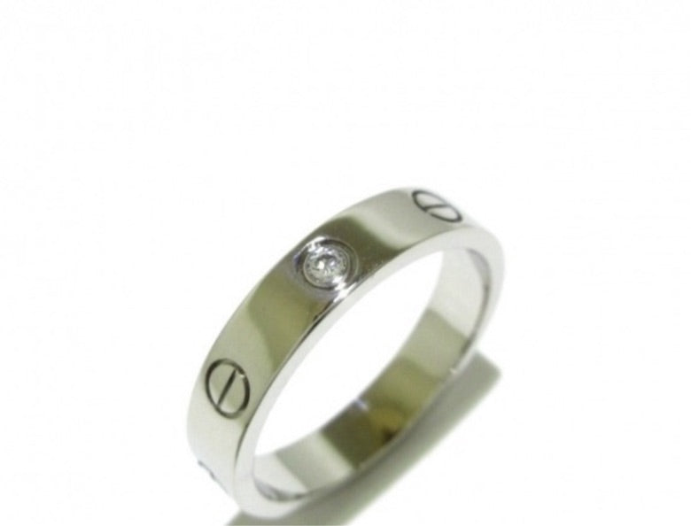 Cartier 1P Diamond Wedding 18KT White Gold Love Ring Size 54