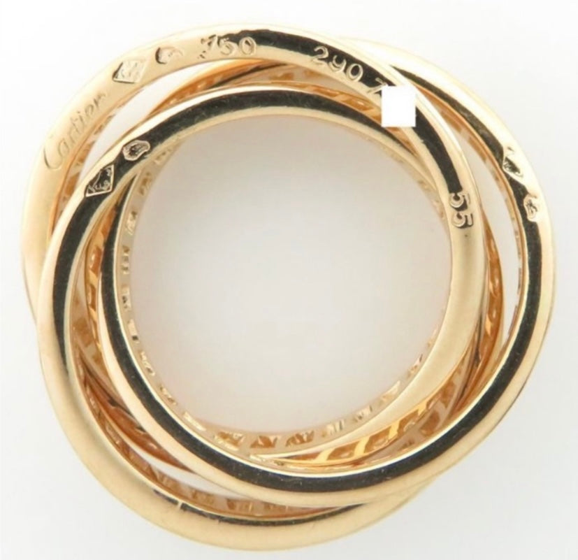 Cartier Diamond-Paved Trinity Rolling Ring, 18KT Yellow Gold