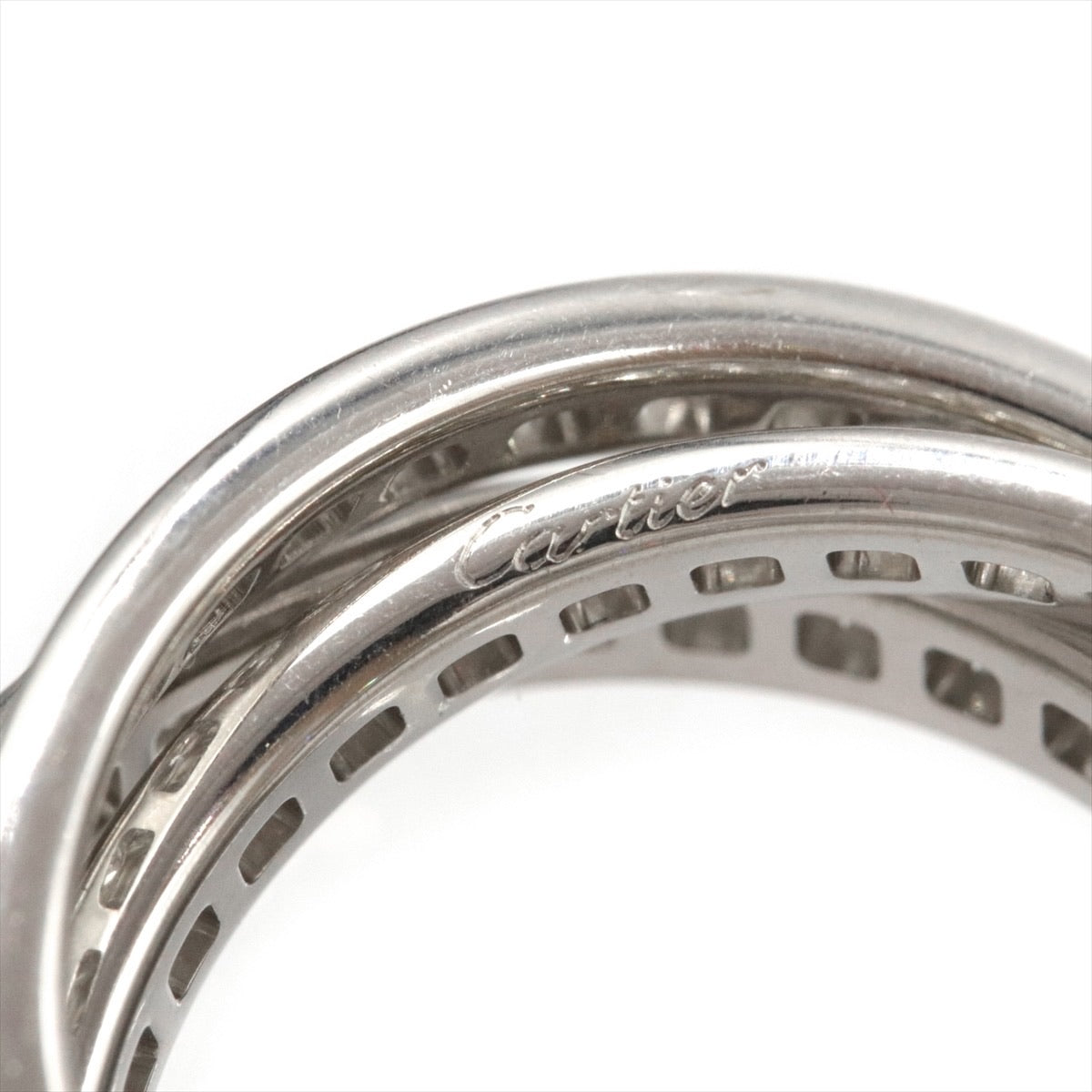 Cartier Diamond Trinity Rolling 18KT White Gold Ring Size #55/ US 7