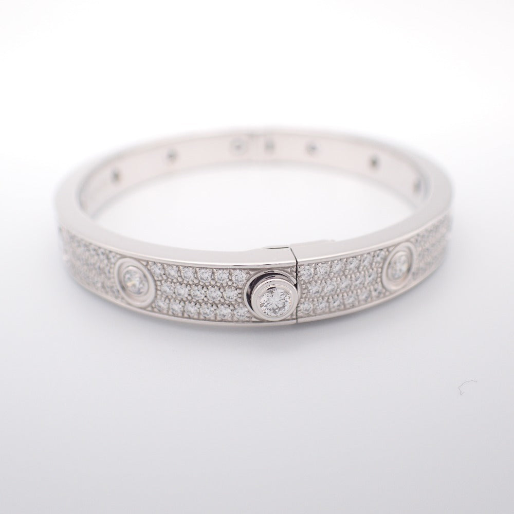 Cartier Full Diamond-Paved 18KT White Gold Love Bracelet, Size 16