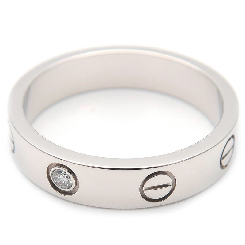 Cartier Mini Love Ring 1P Diamond 18KT White Gold Size 51