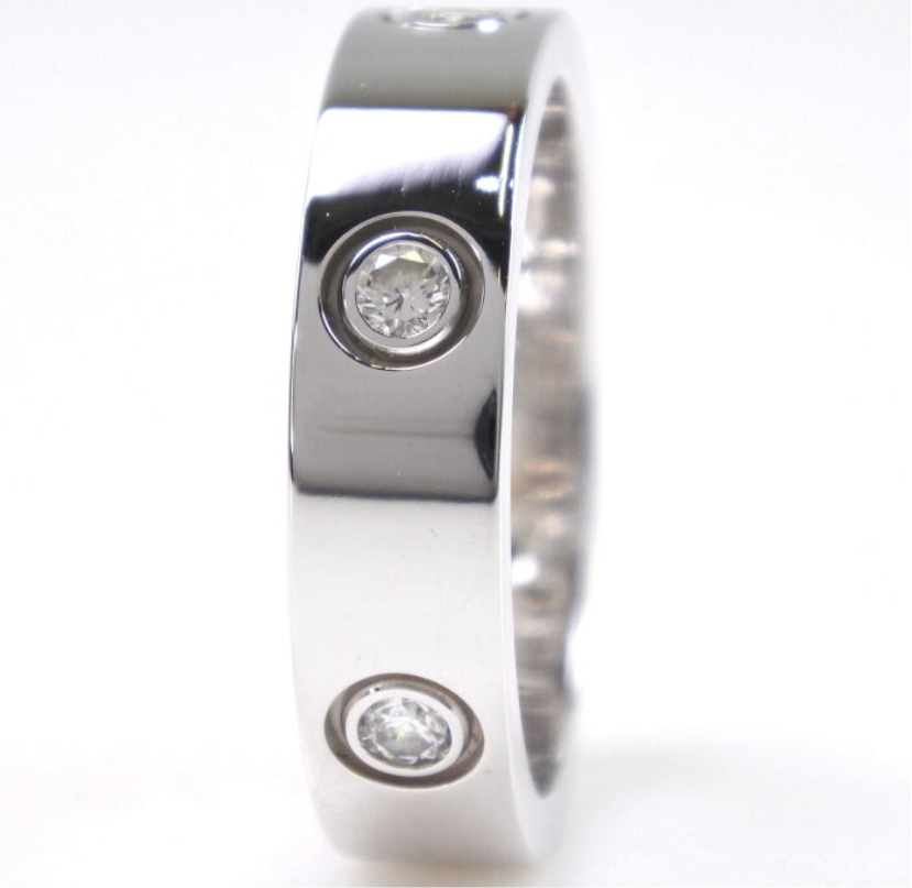 Cartier 6P Full Diamond Cartier Love Ring 18KT Gold #60/ US 9