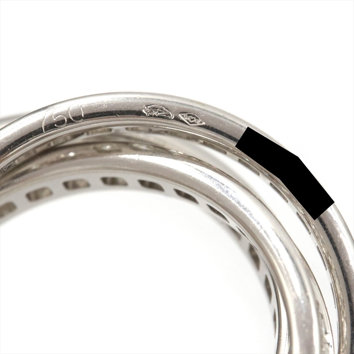 Cartier Diamond Trinity Rolling 18KT White Gold Ring Size #55/ US 7