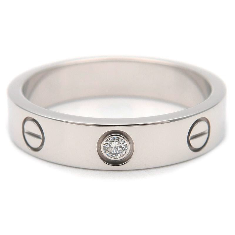Cartier Mini Love Ring 1P Diamond 18KT White Gold Size 51