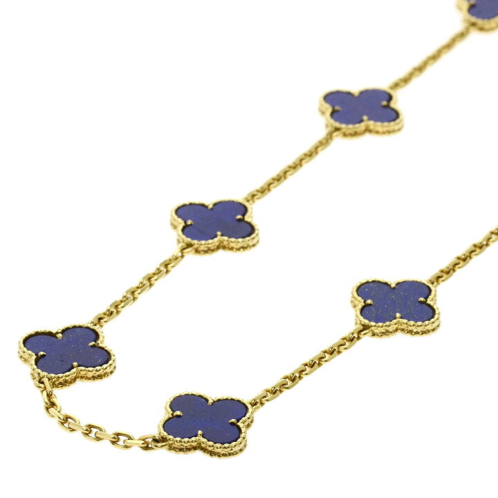 Van Cleef & Arpels Lapis Lazuli Vintage Alhambra 20 Motif 18Kt Yellow Gold Necklace