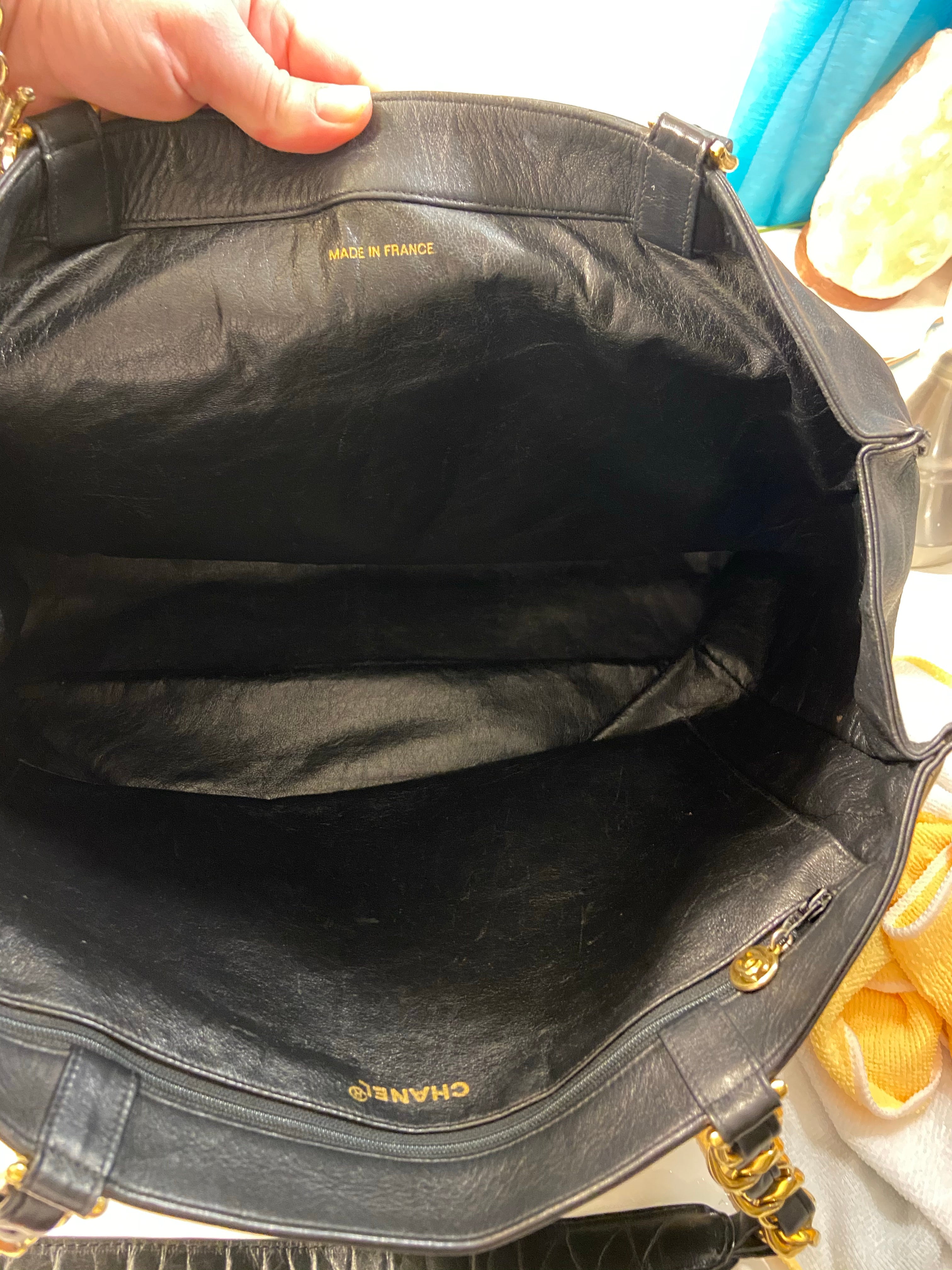 CHANEL XL Gold Hardware GST Tote Black Lambskin Bag