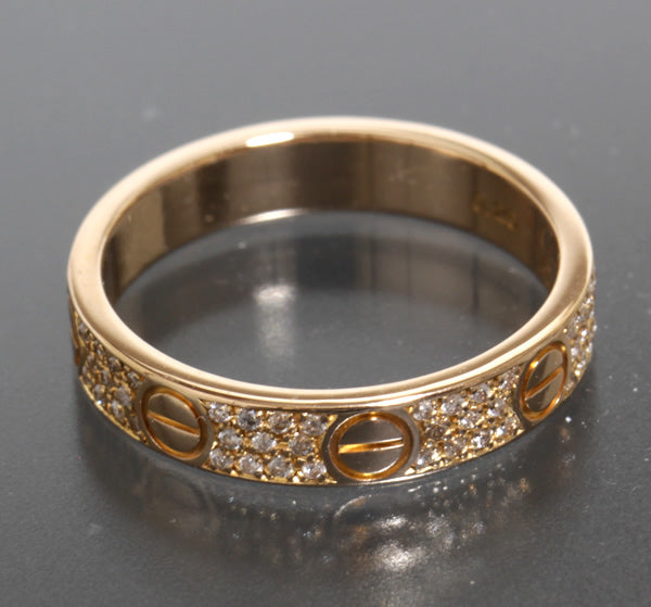 Cartier Diamond-Paved 18KT Rose Gold Love Ring, Size 56