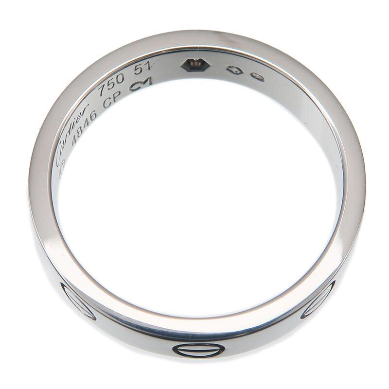 Cartier Mini Love Ring 1P Diamond 18KT White Gold Size 51