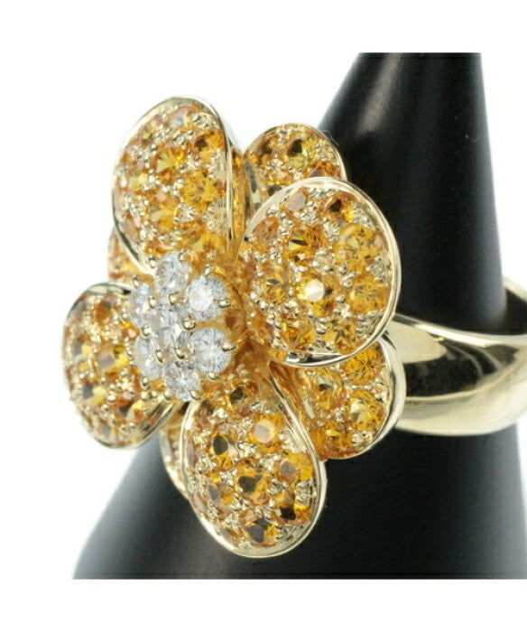 Van Cleef & Arpels Diamond Sapphire Cosmos Flower 18KT Yellow Gold Ring