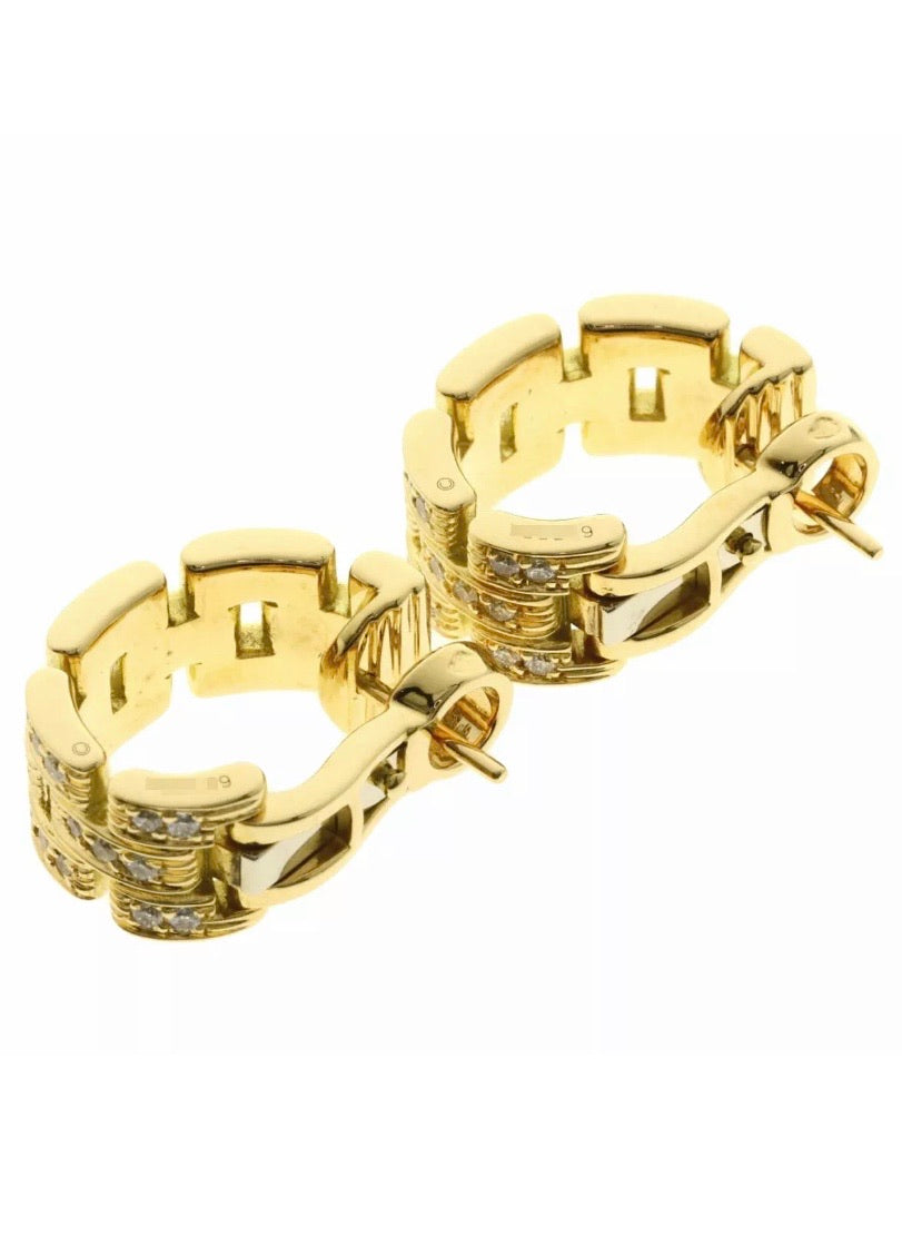 Cartier Maillon Panthere 3 Row Diamond 18KT Yellow Gold Earrings
