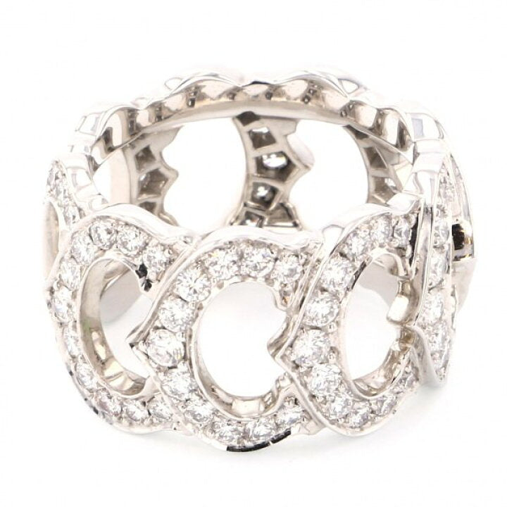 Cartier C de Cartier Entrelaces Full Diamond-Paved White Gold Ring Size 6.5