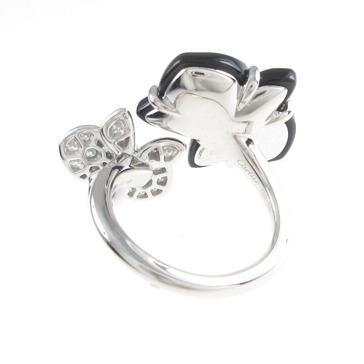 Cartier Diamond Caresse D’Orchidees Onyx White Gold Ring Size 50/ 5