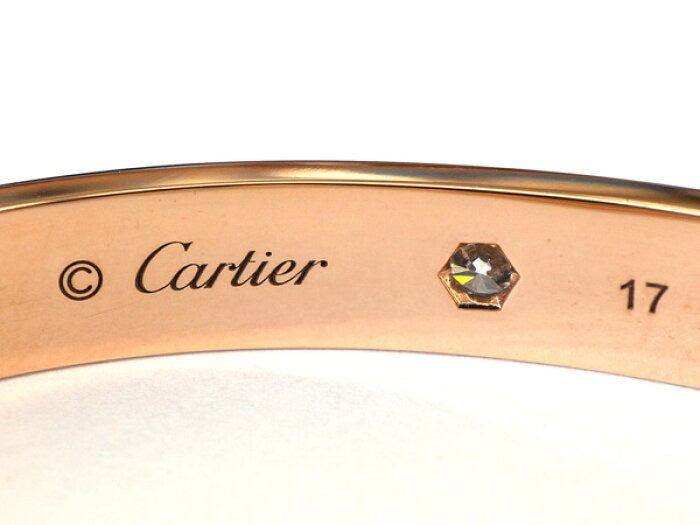 Cartier 4P Half Diamond 18KT Rose Gold #17 Love Bracelet