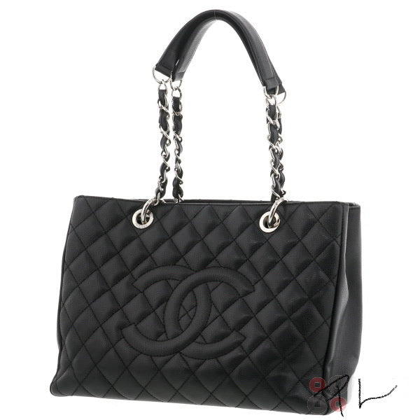 CHANEL Black Caviar Silver Hardware GST Grand Shopper Tote