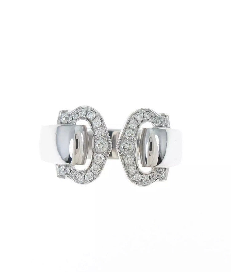 Cartier C de Cartier Logo 2C Diamond Paved Ring #49