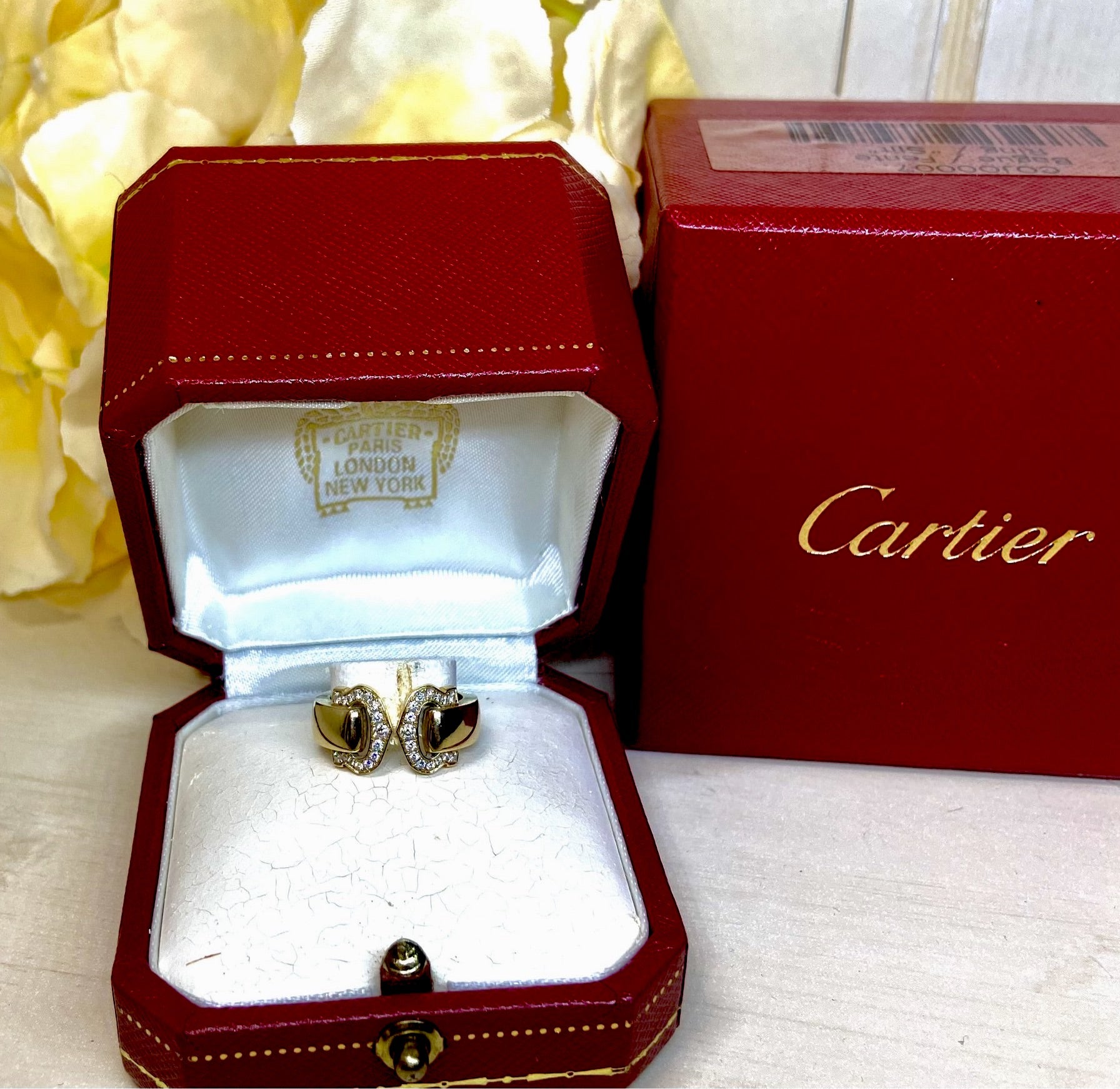 Cartier 2C de Cartier Diamond 18KT Yellow Gold Ring Size 5