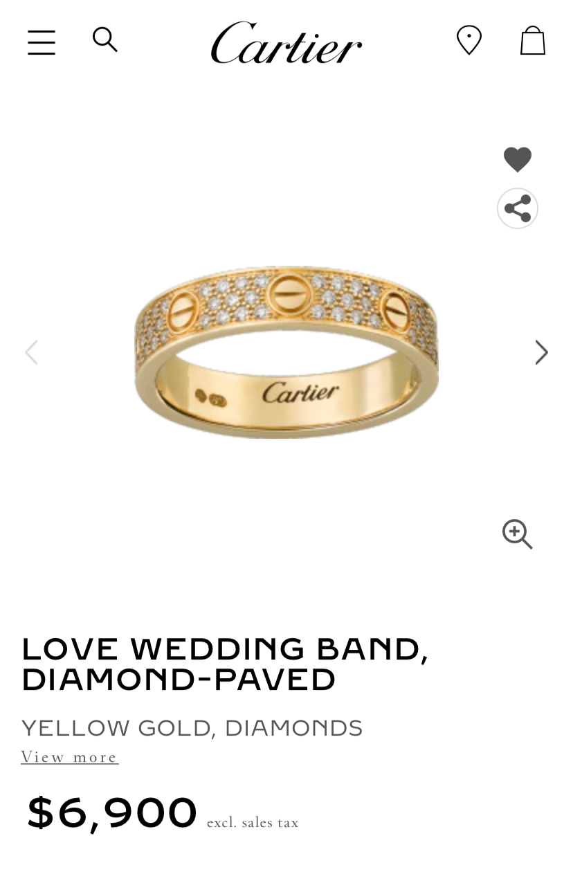 Cartier Diamond Paved 18KT Yellow Gold Wedding Love Ring Size 51/ US 5.5