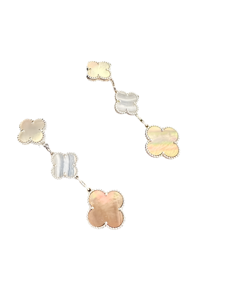 Van Cleef & Arpels Chalcedony Mother of Pearl 3-Tier Earrings