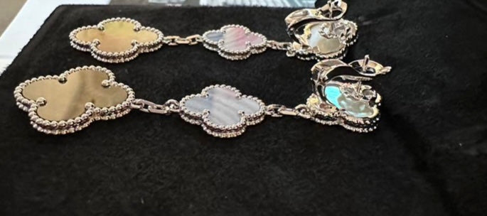 Van Cleef & Arpels Chalcedony Mother of Pearl 3-Tier Earrings