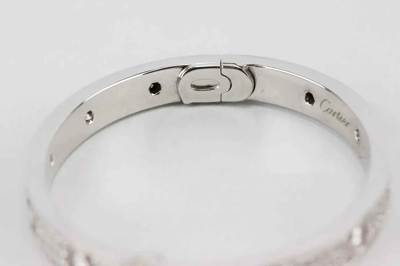 Cartier Full Diamond-Paved 18KT White Gold Love Bracelet, Size 16
