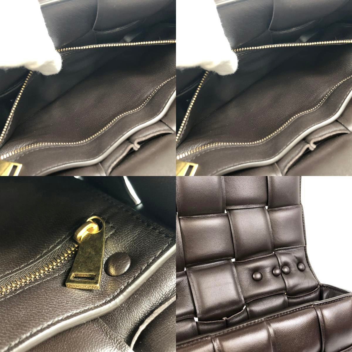Bottega Veneta Chain Cassette Padded Interacciato Black Leather Gold Hardware Bag