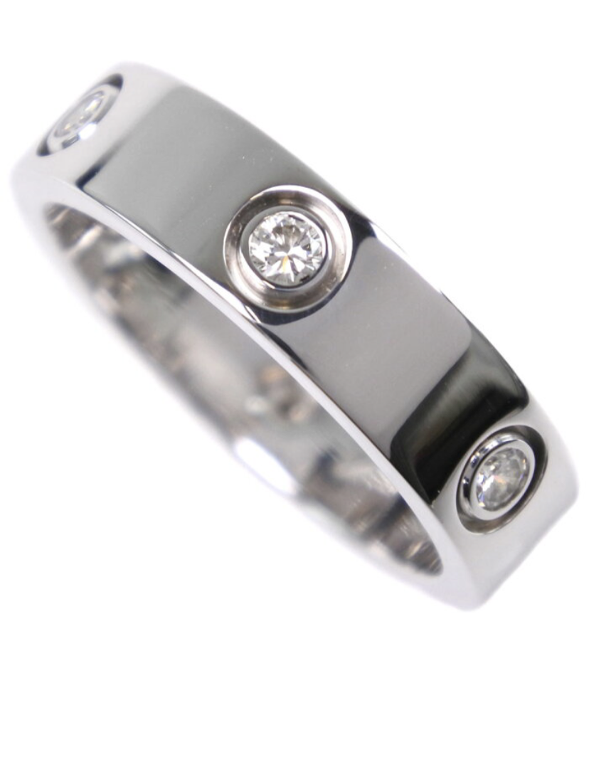Cartier 6P Full Diamond Cartier Love Ring 18KT Gold #60/ US 9