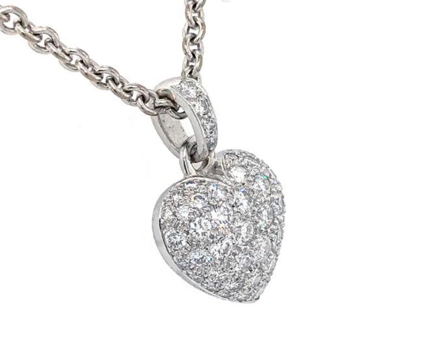 Cartier Full Diamond Paved Heart Necklace