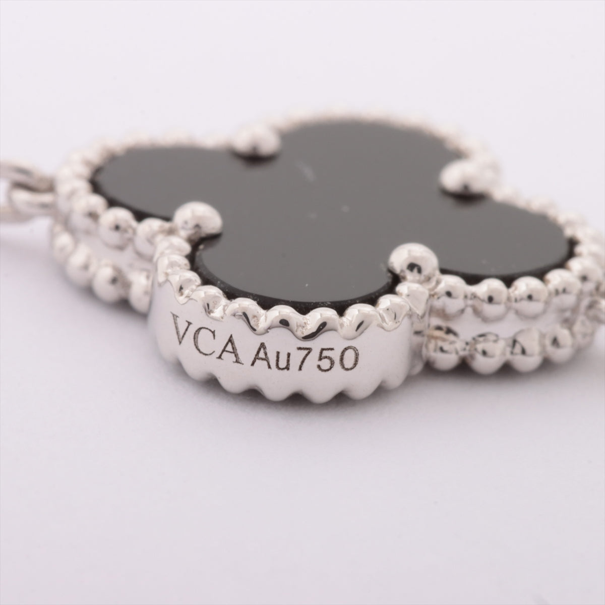 Van Cleef & Arpels Diamond & Onyx Vintage Alhambra 20 Motif 18KT White Gold Necklace