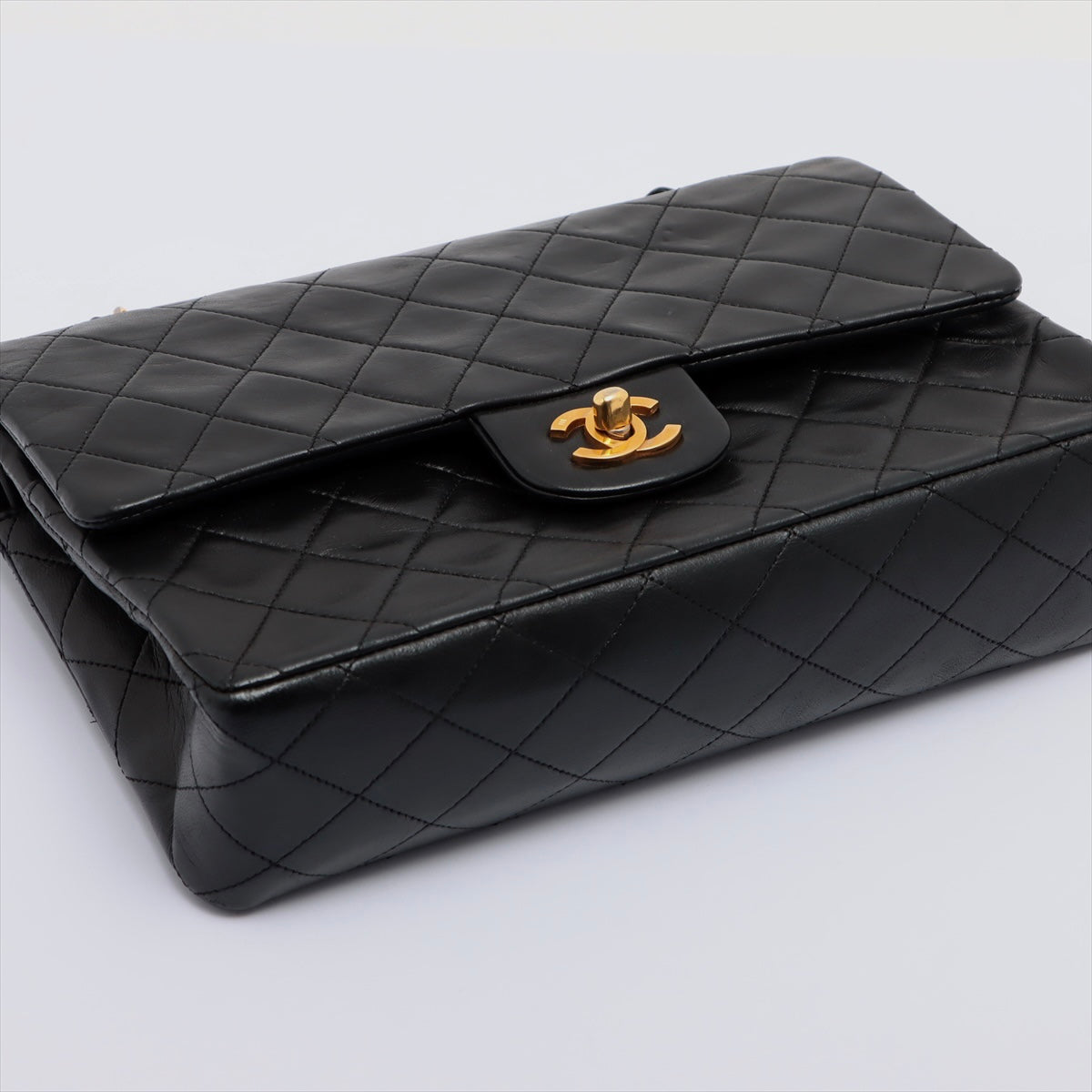 CHANEL Vintage Black Lambskin GHW Double Flap Bag