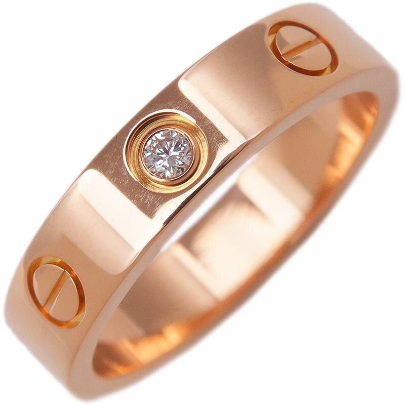 Cartier Mini 1P Diamond Love Ring Rose Gold US 5