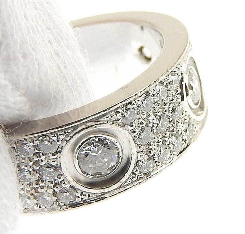 Cartier Diamond-Paved Love Ring Size 49